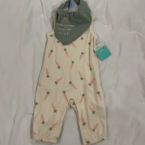Carrot Romper and Bandana Set